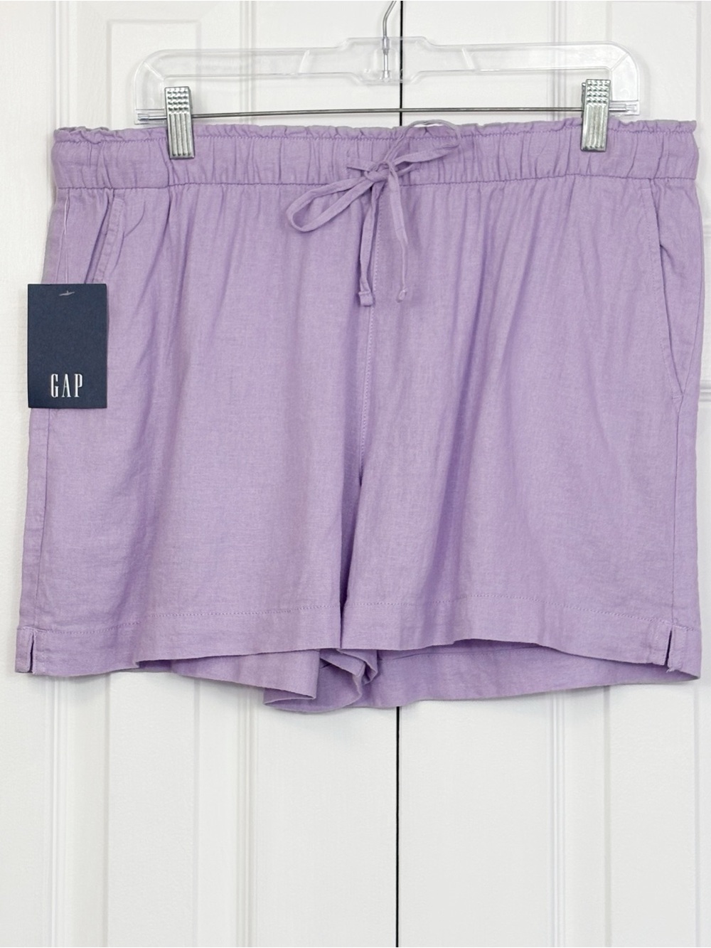 NWT Gap Light Purple Linen Blend Stretch Pull-On High Rise Shorts Large